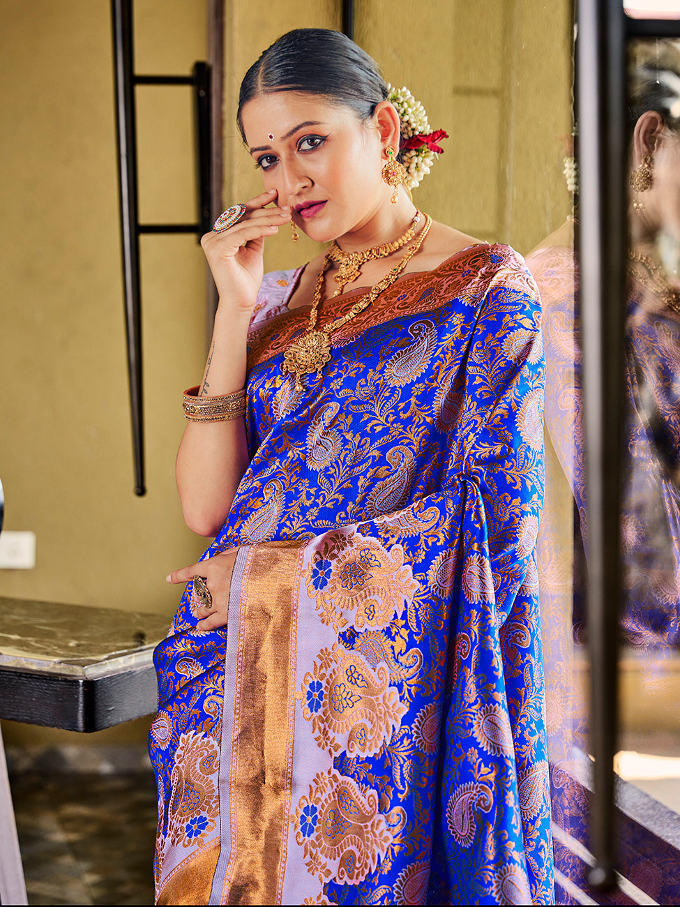 Royal Blue Banarasi Silk Zari Woven Wedding Traditional Saree