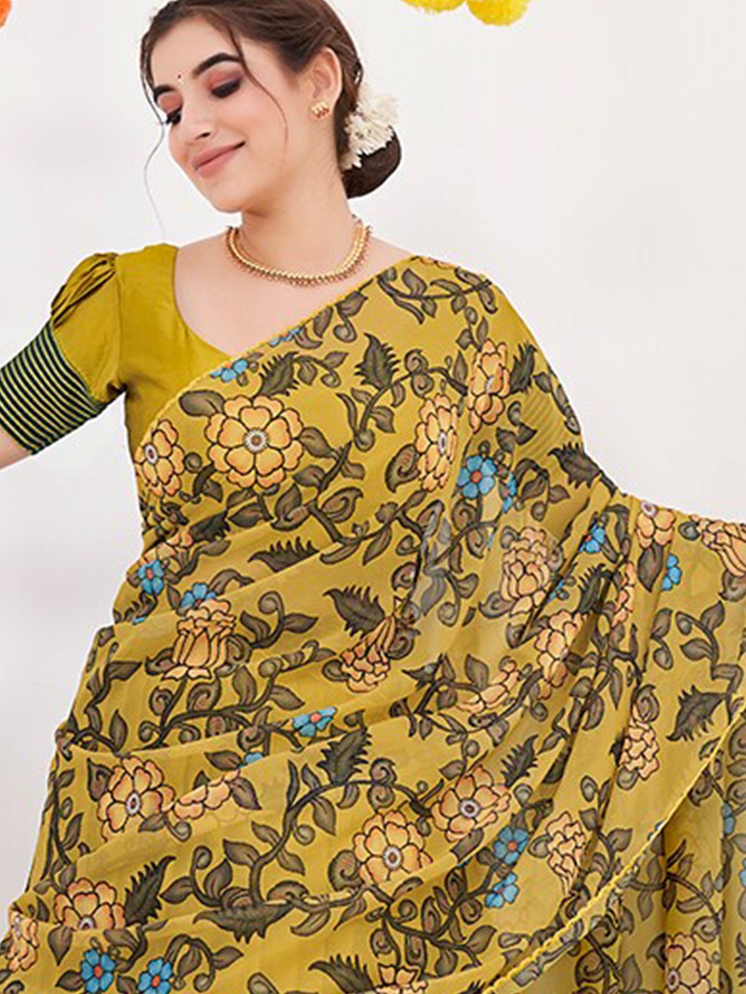 Olive Green Woven Banarasi Silk Half Saree Lehenga