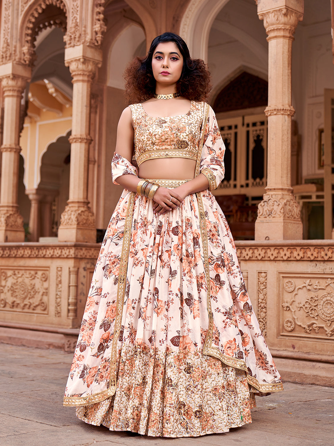 White Floral Printed Organza Lehenga Choli Shopgarb Store White Floral Printed Organza Lehenga Choli Shopgarb Store