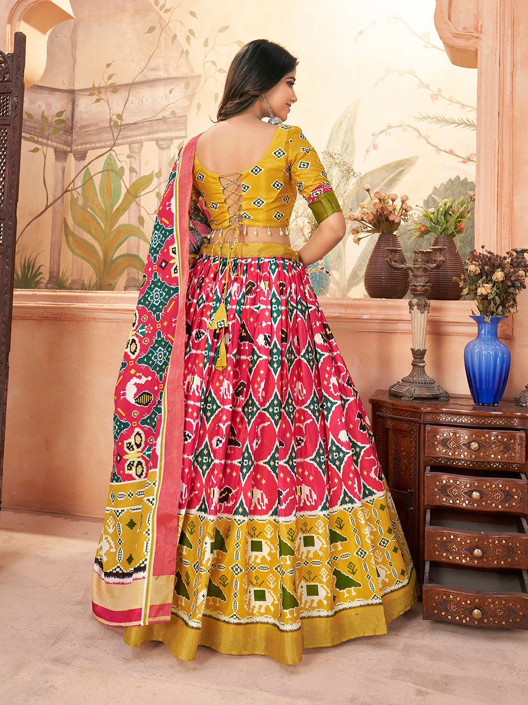 Maroon & mastered Yellow Navratri Special Lehenga choli Set