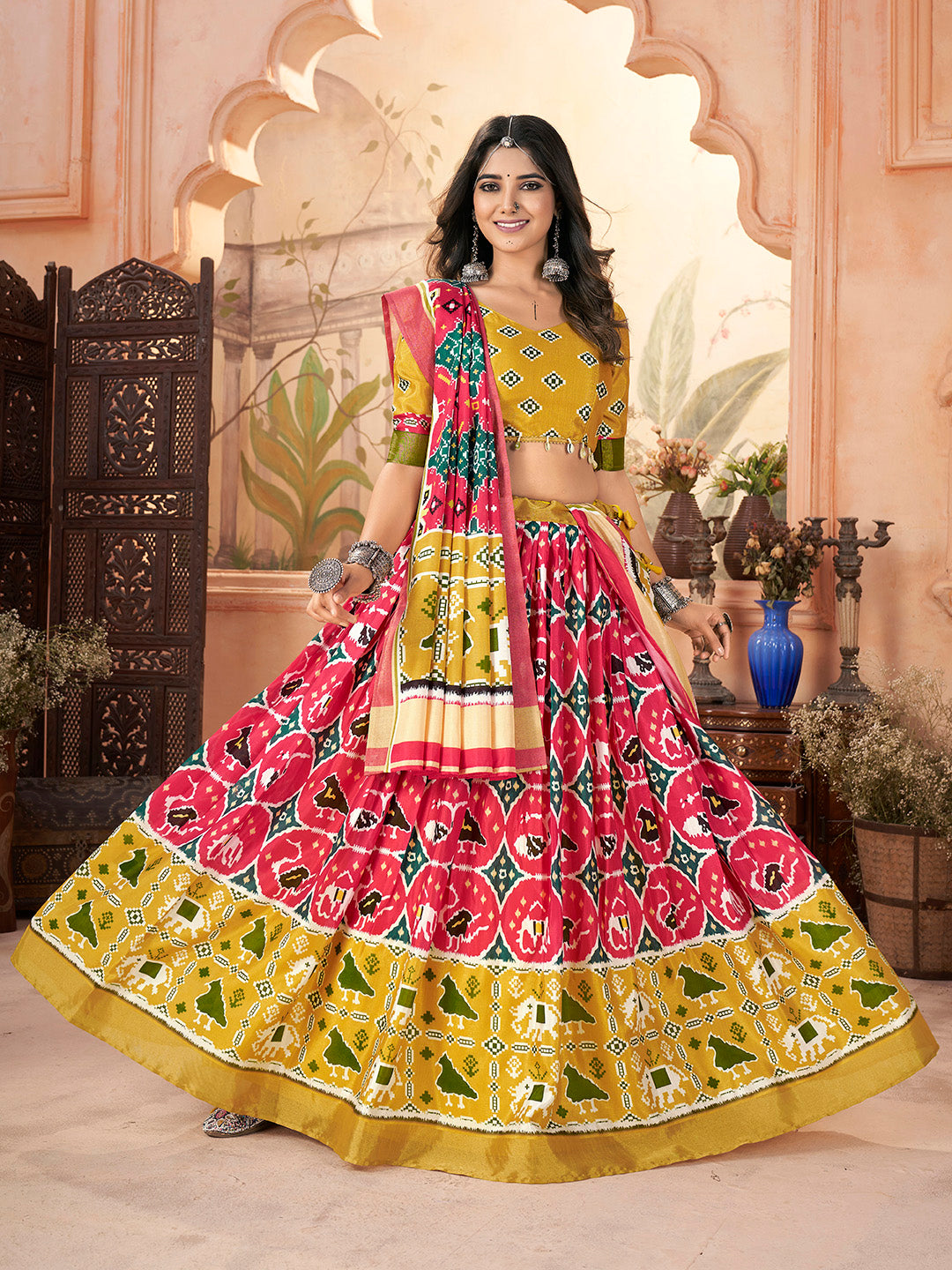 Maroon & mastered Yellow Navratri Special Lehenga choli Set