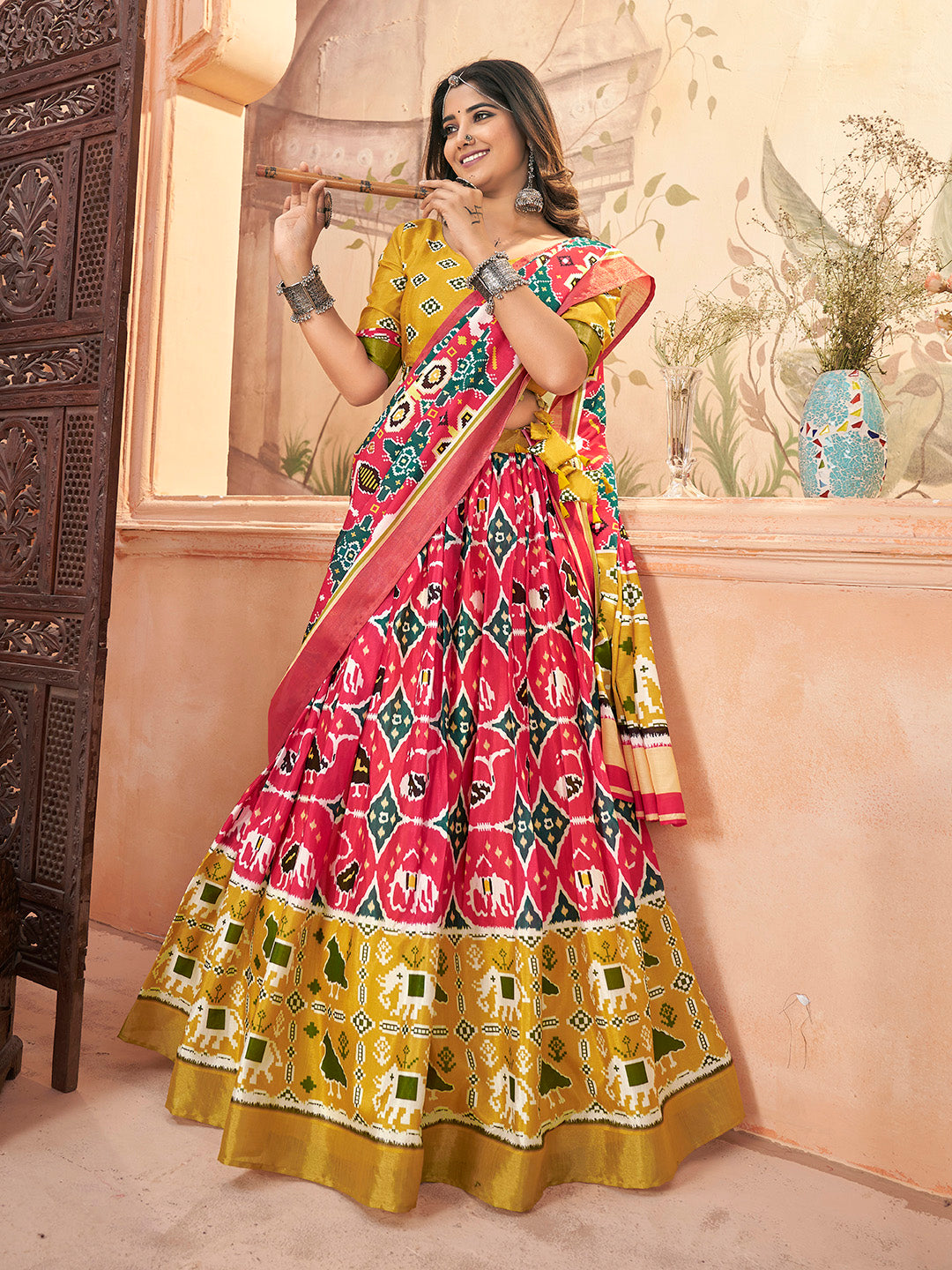 Maroon & mastered Yellow Navratri Special Lehenga choli Set