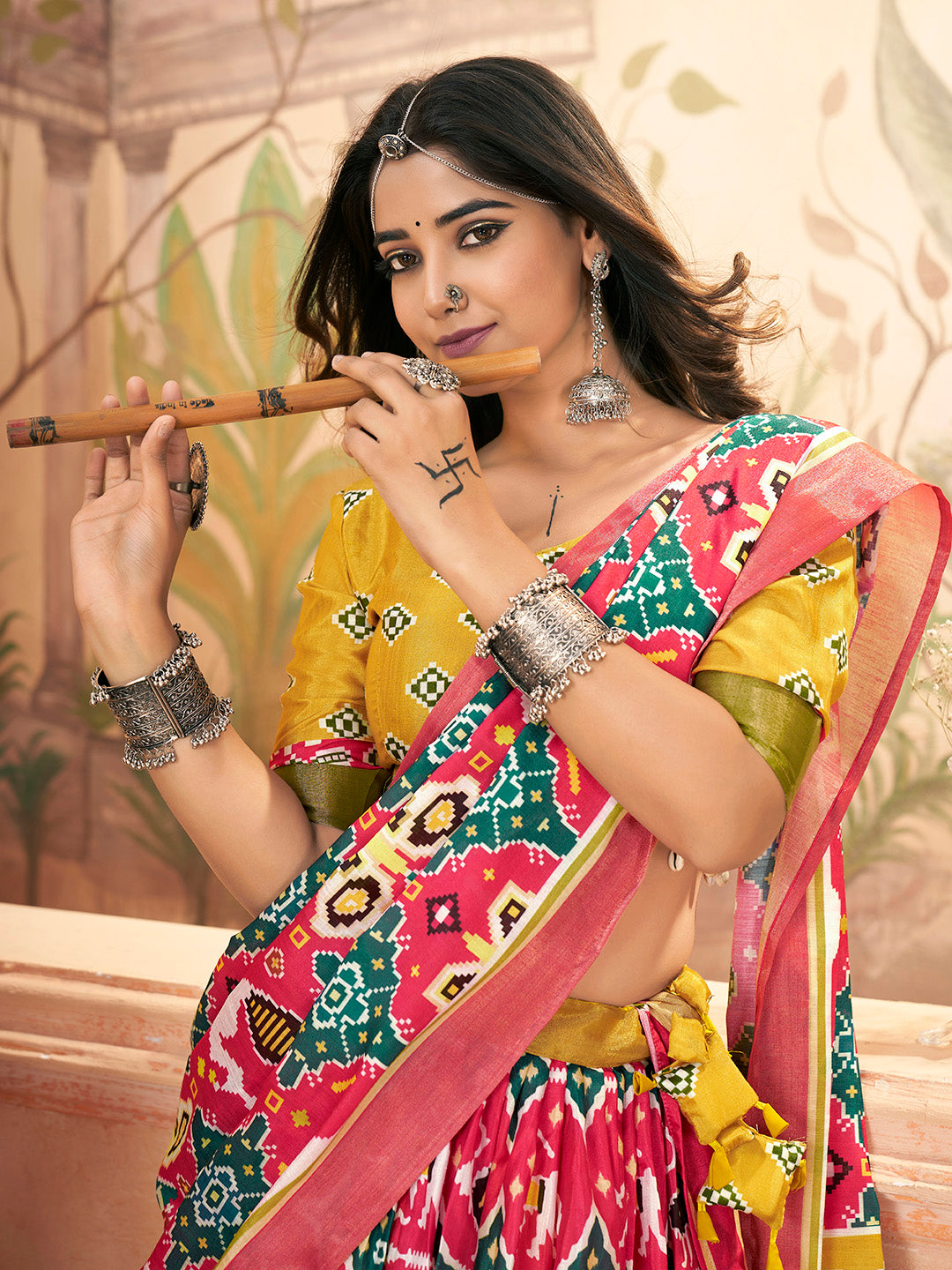 Maroon & mastered Yellow Navratri Special Lehenga choli Set