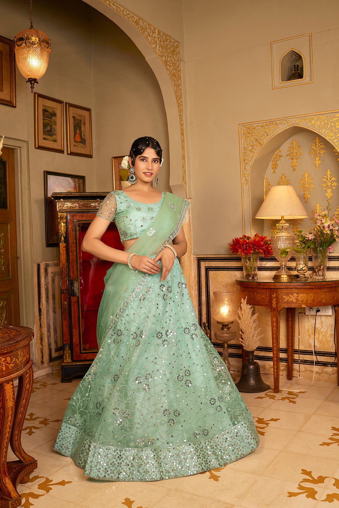 Sea Green Sequins Embroidered Net Lehenga Choli Shopgarb Store Sea Green Sequins Embroidered Net Lehenga Choli Shopgarb Store