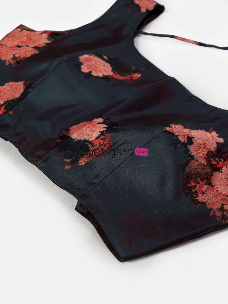 Adorable Blue Digital Printed Semi-Stitched Lehenga And Unstitched Blouse With Dupatta