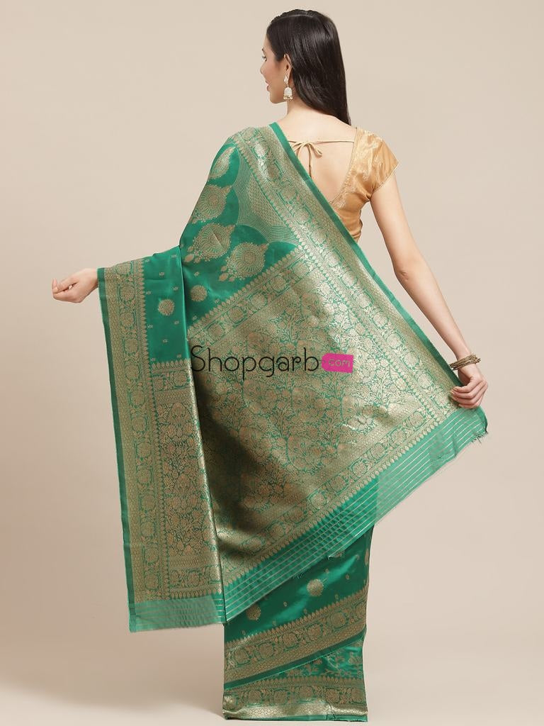 Indian Looks To Heavy & Fancy Banarasi Green Color Silk Fabric Update Collection