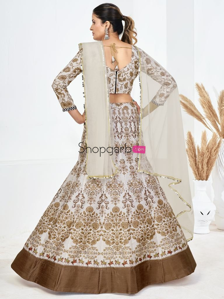 Off White Sequins Embroidered Silk Festival Special Lehenga Choli