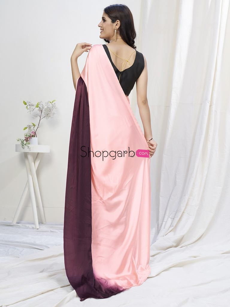 Pink-Wine Lycra Based Saree