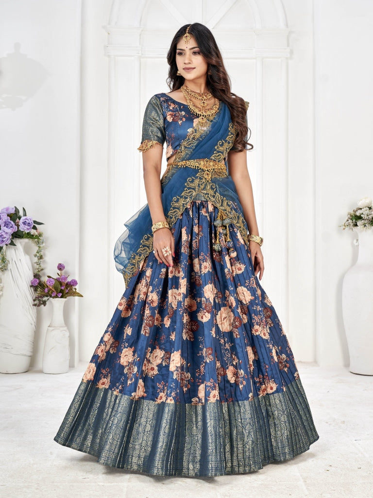 Pure South Indian Half Saree Style Lehenga Choli With Voni