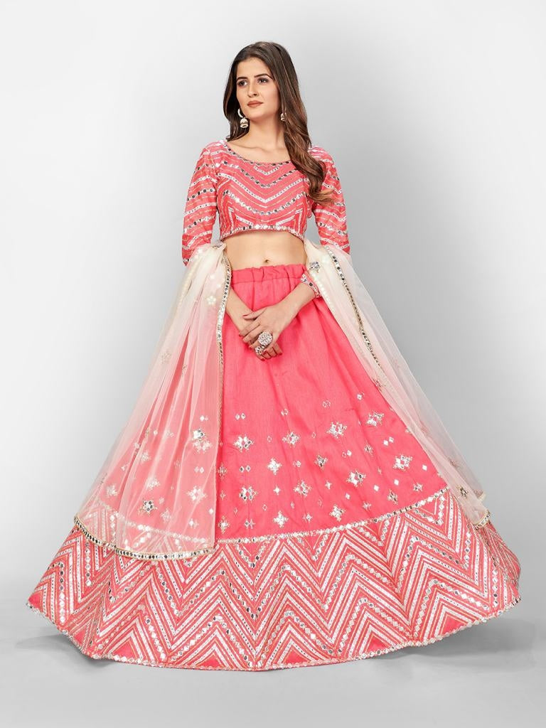 Stylish & New Update Color Neon Pink Soft Art Silk Party Wear