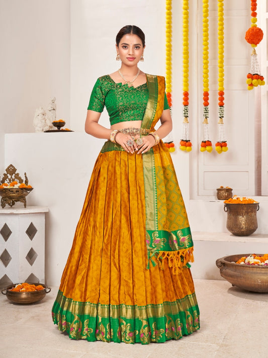 Sunshine Orange Jacquard Silk Traditional Wedding Lehenga Choli Lehenga Choli