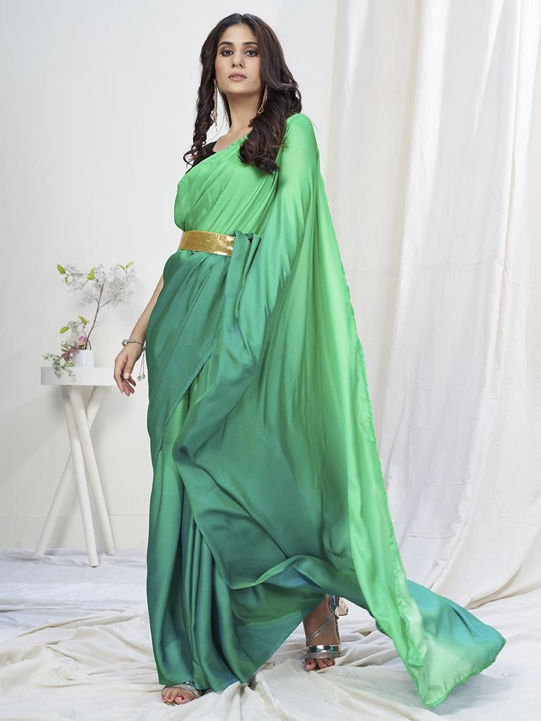 Teal Green Lycra Based Saree