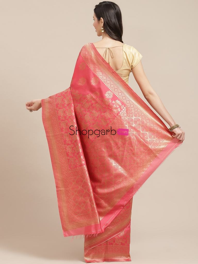 Traditional Party Wear Pink Color Soft Silk Cotton Blend Fancy Fabric