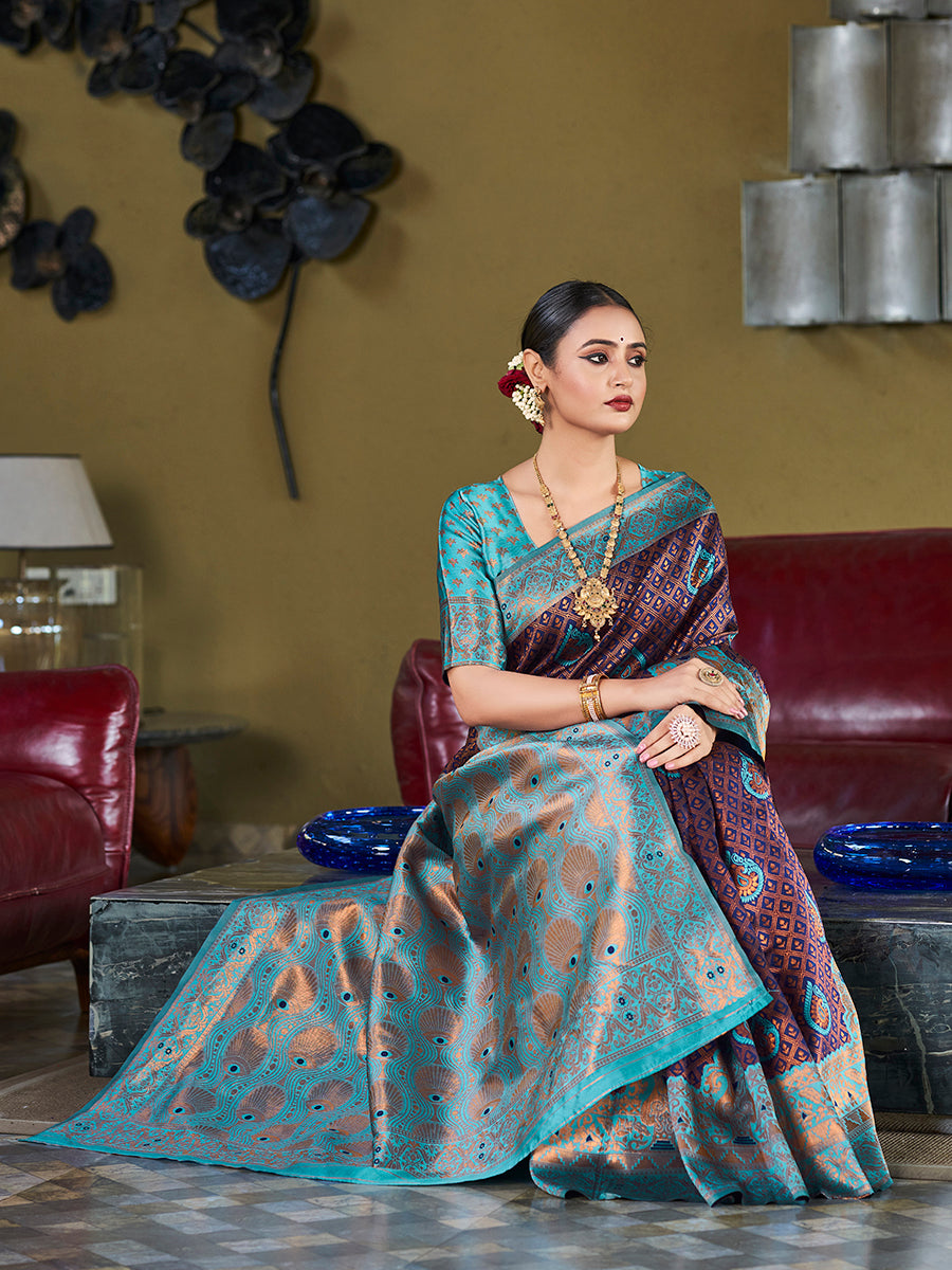 Blue Banarasi Silk Zari Woven Wedding Saree