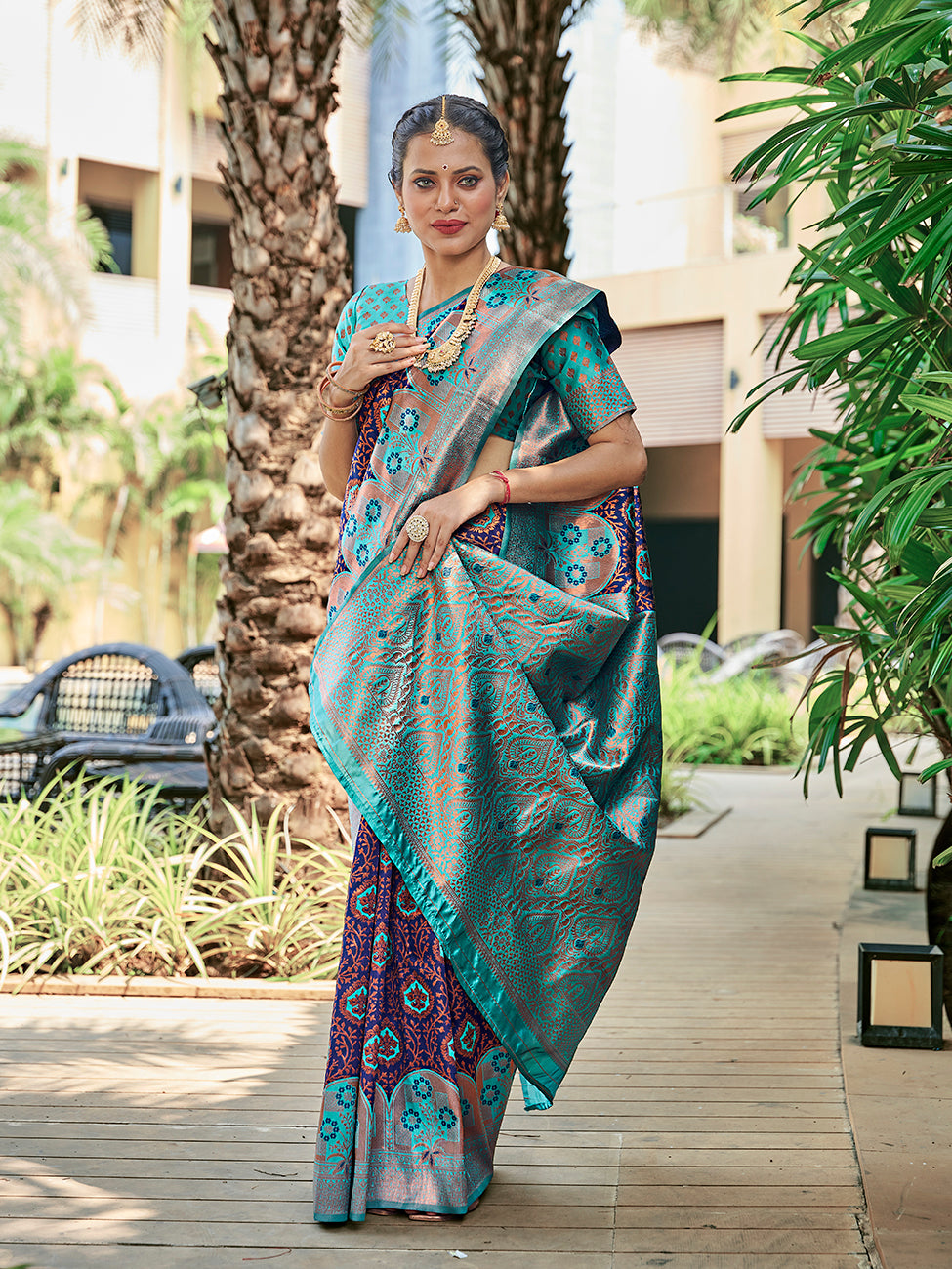 Fancy Blue Zari Woven Wedding Banarasi Silk Saree