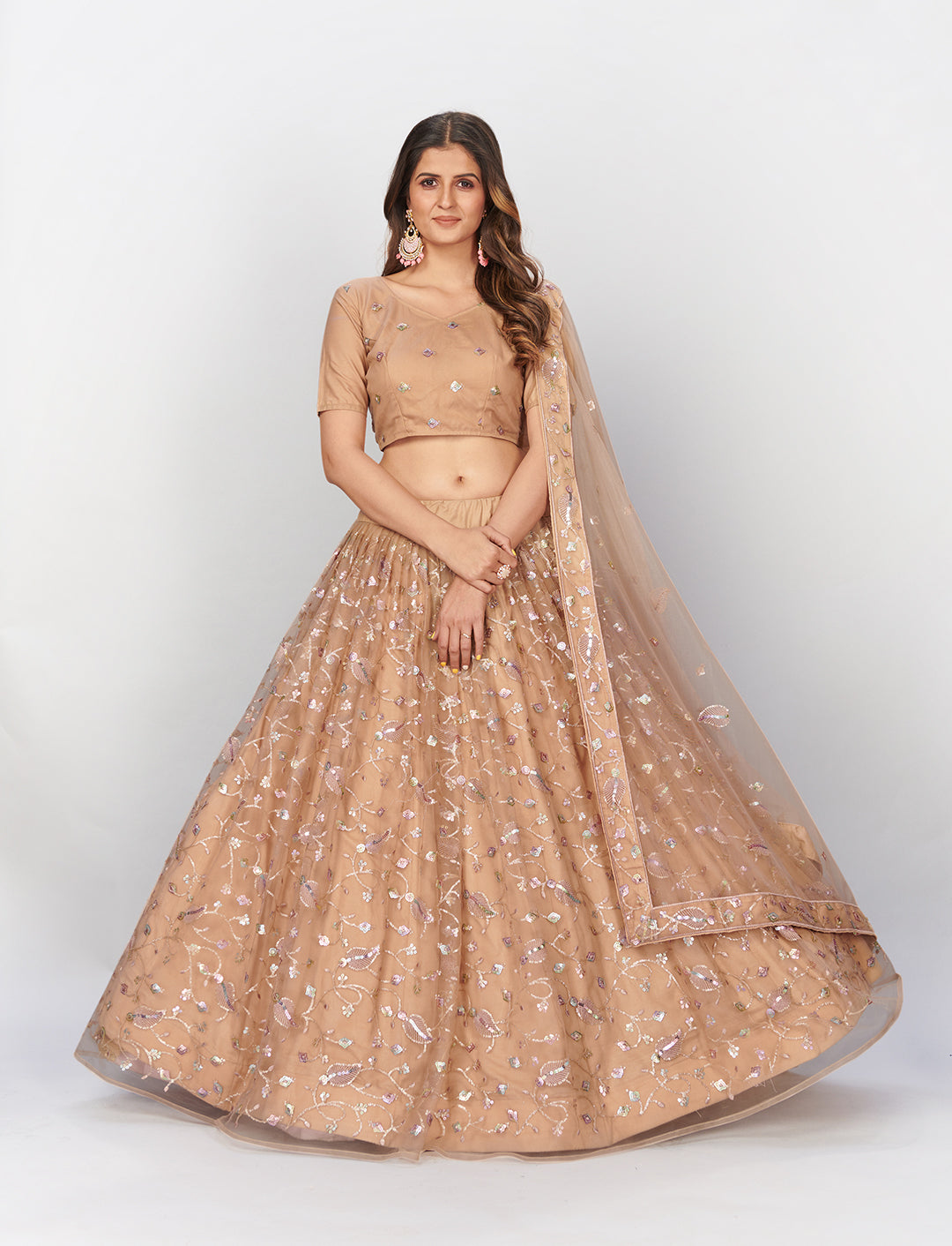 Beige color Lehenga choli with sequence work