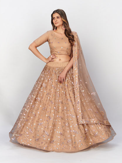 Beige color Lehenga choli with sequence work