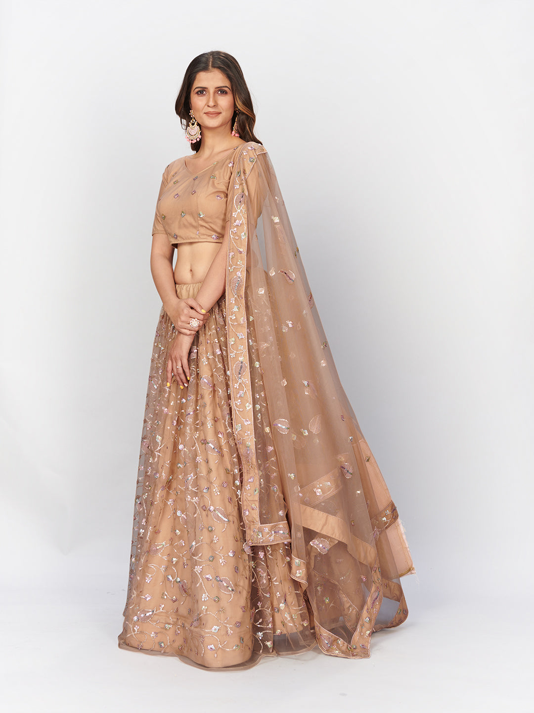 Beige color Lehenga choli with sequence work