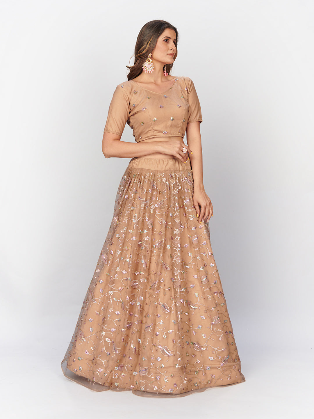 Beige color Lehenga choli with sequence work