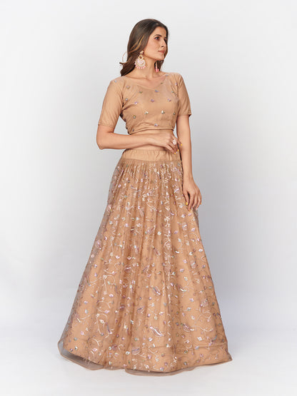 Beige color Lehenga choli with sequence work