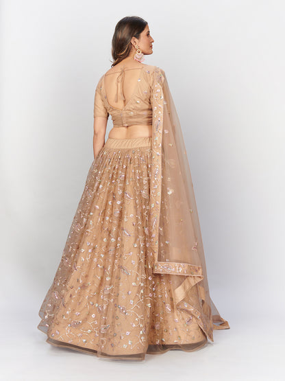 Beige color Lehenga choli with sequence work