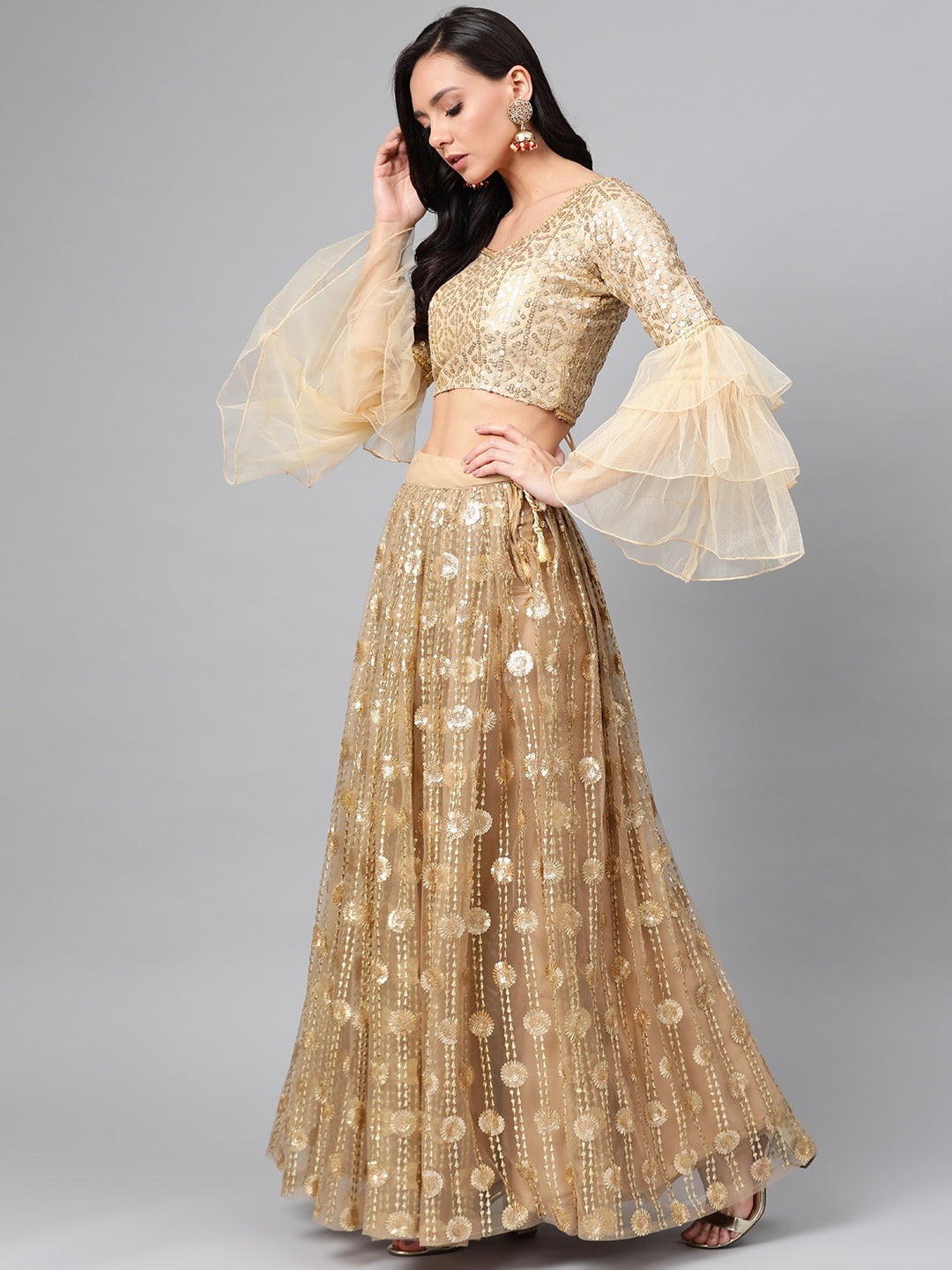 Fancy Brown color Lehenga choli with sequence work