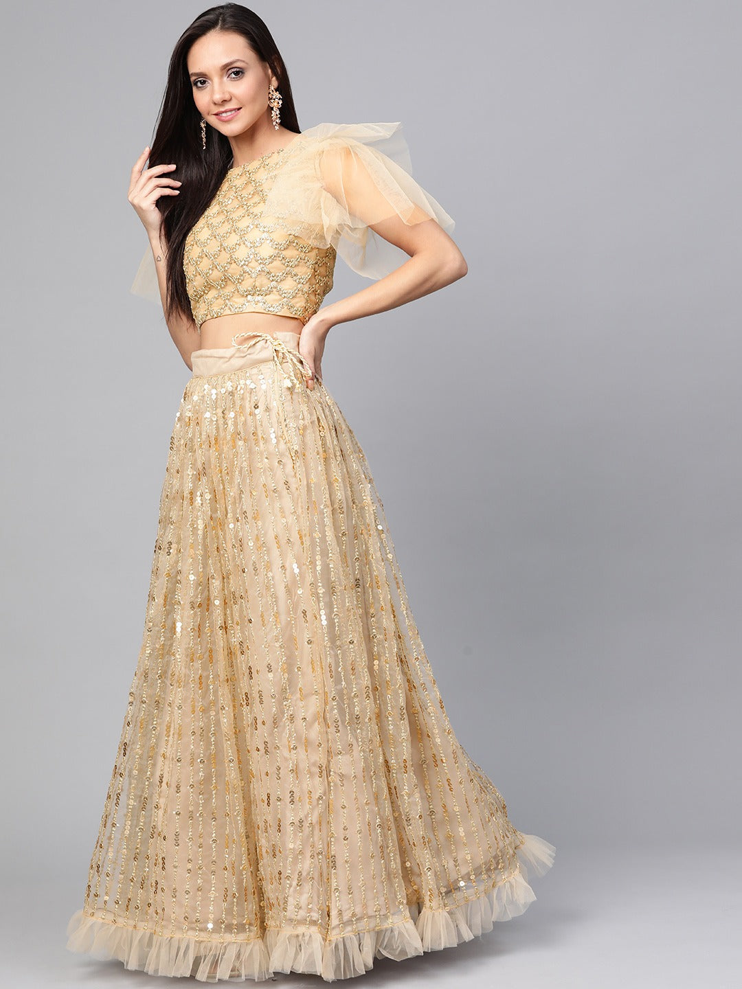 Light Cream color Lehenga choli with sequence work