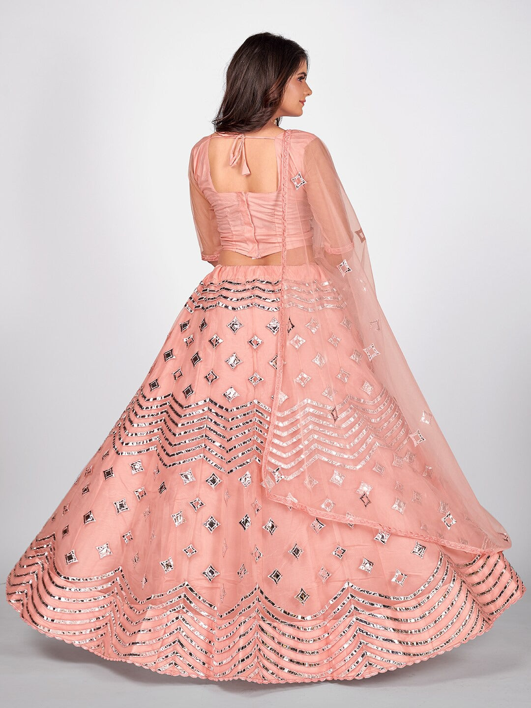 Pink Gota-Patti Worked Net Wedding Lehenga Choli