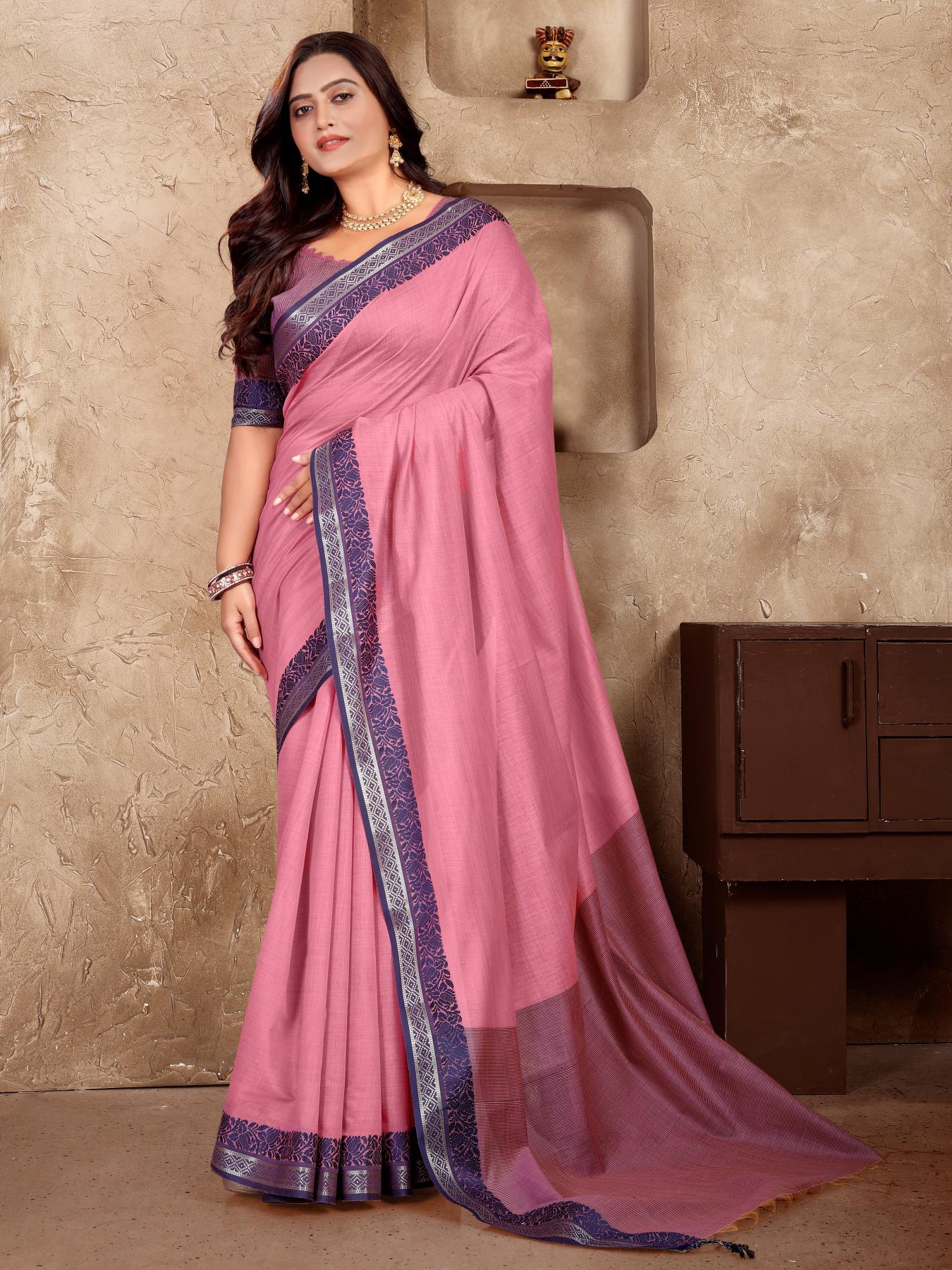 Light Pink Silk Couple Set with Matching Kurta and Saree