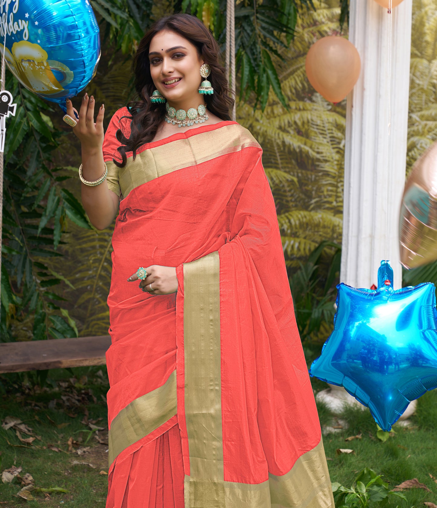 Hunnybunny Pink Silk Couple Wear Saree with Kurta