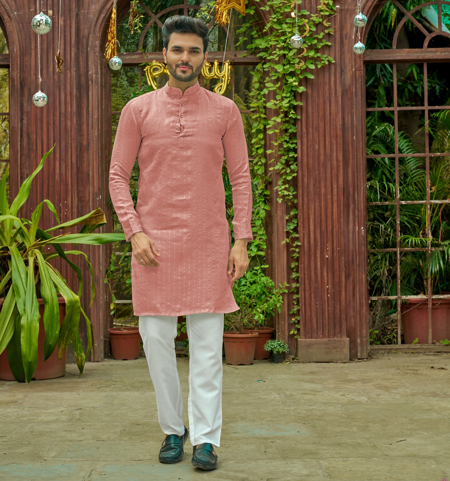 Bansari Mishri Pink Couple Set Saree with Kurta