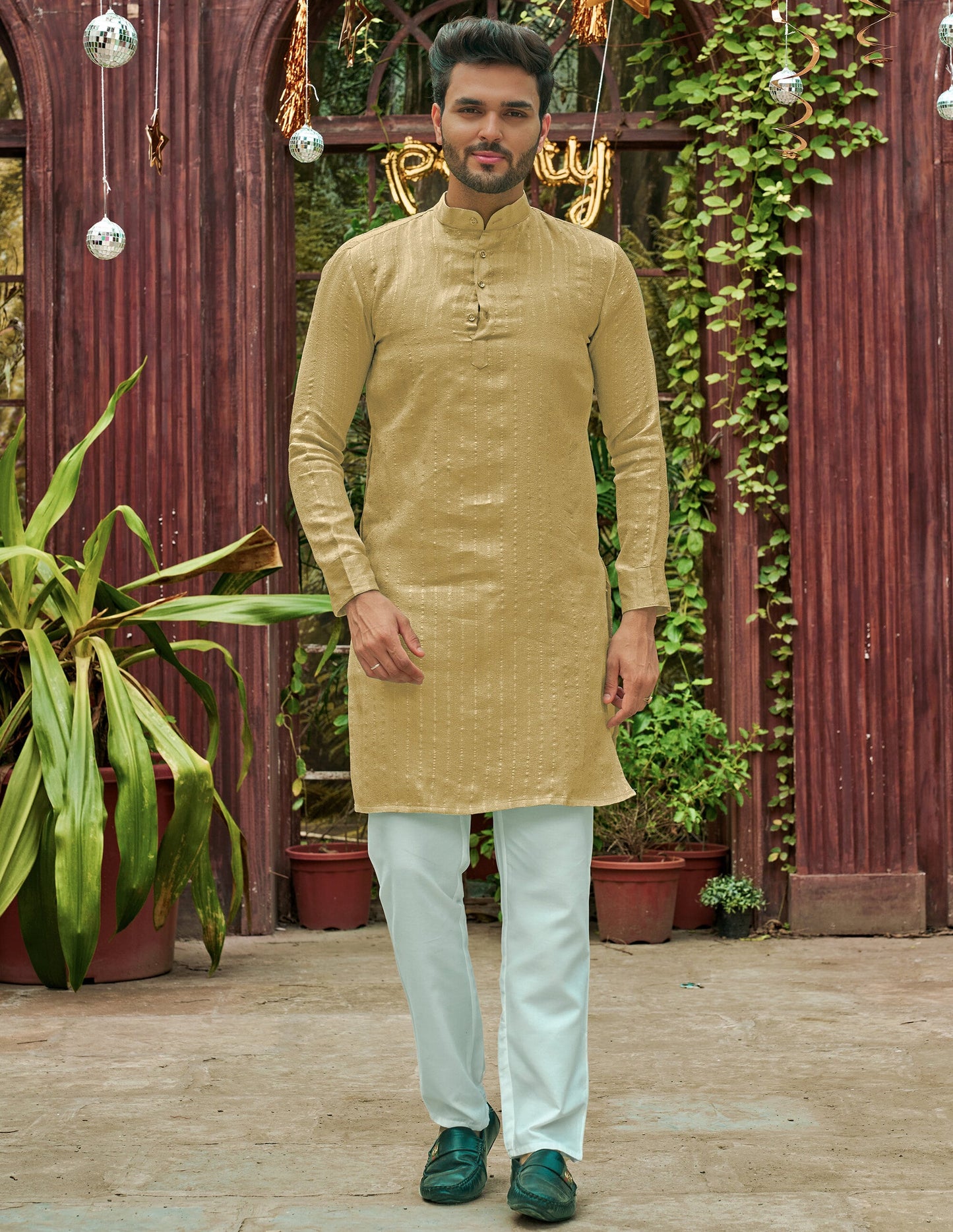 Bansari Mishri Golden Couple set Saree with Kurta