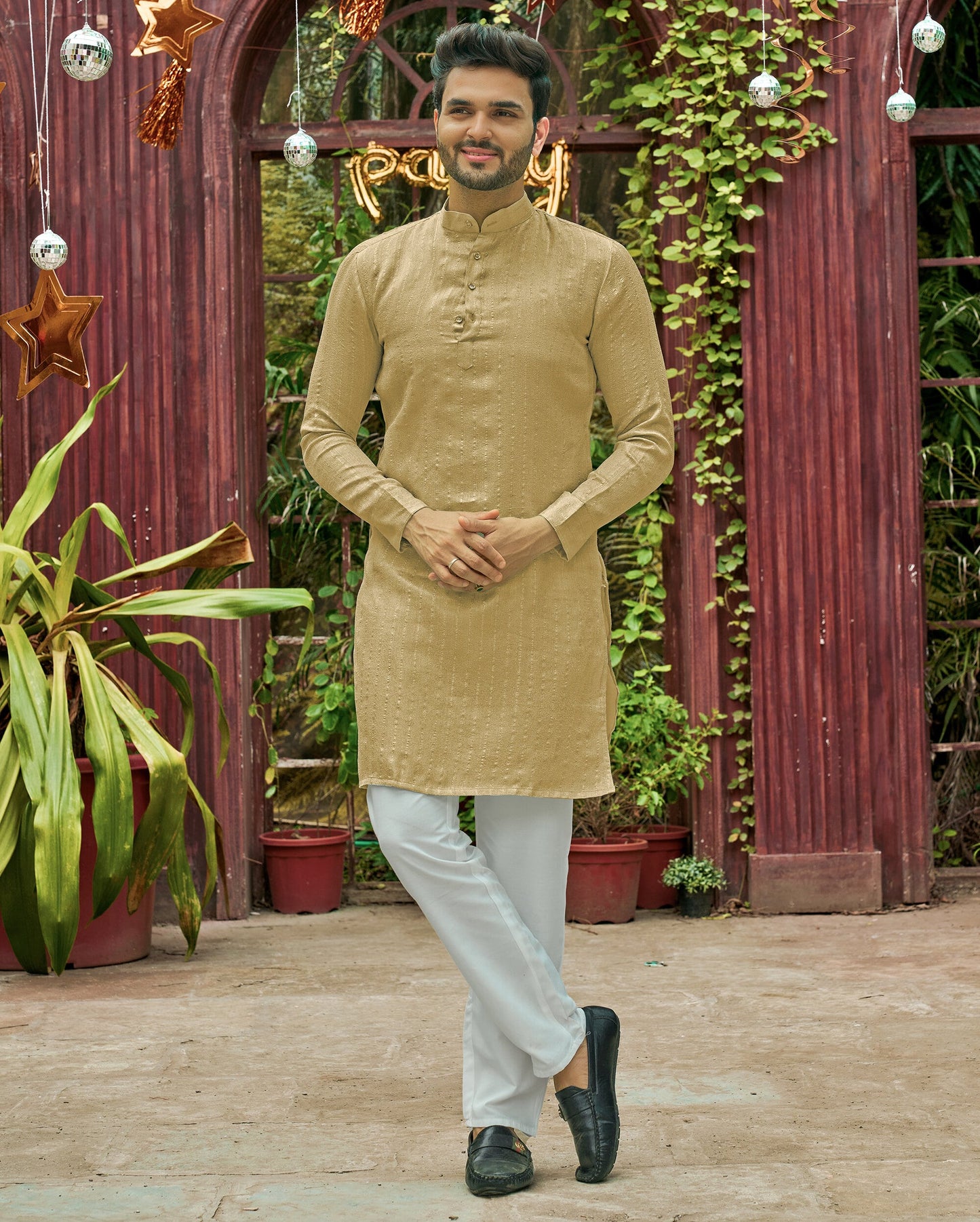 Bansari Mishri Golden Couple set Saree with Kurta