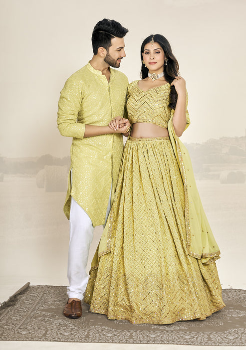 Elegant Traditional Indian Couple Attire .