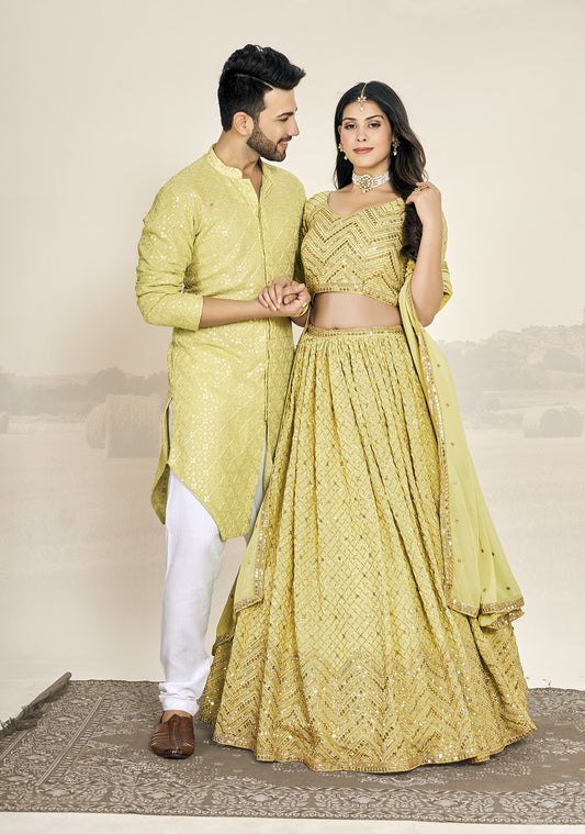 Elegant Traditional Indian Couple Attire .