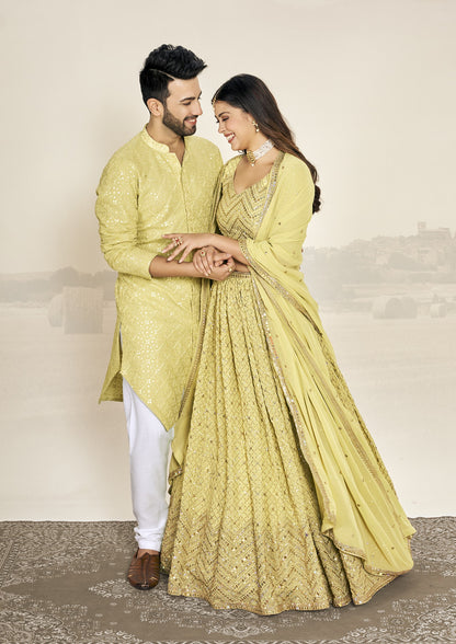 Elegant Traditional Indian Couple Attire .