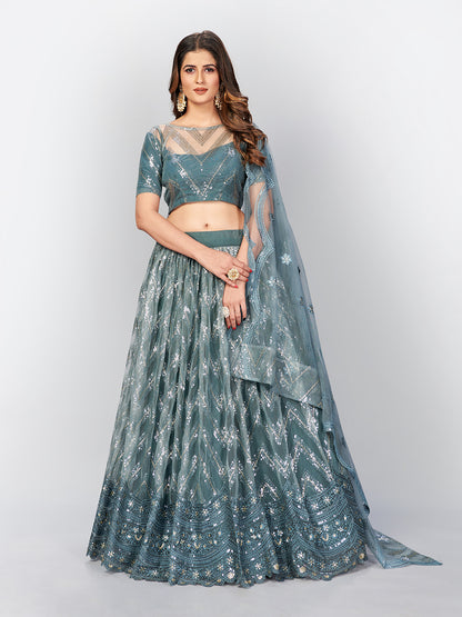 Blue color Lehenga choli with sequence work
