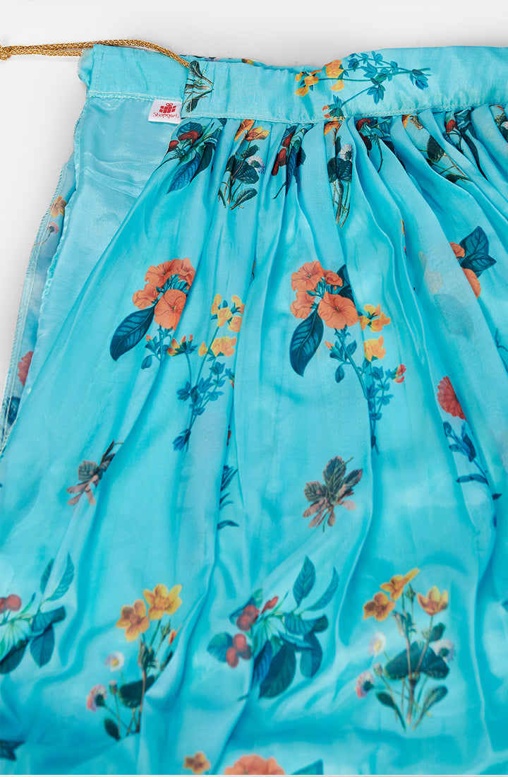 Captivation Blue Digital Printed Party wear Lehenga and Blouse With Dupatta