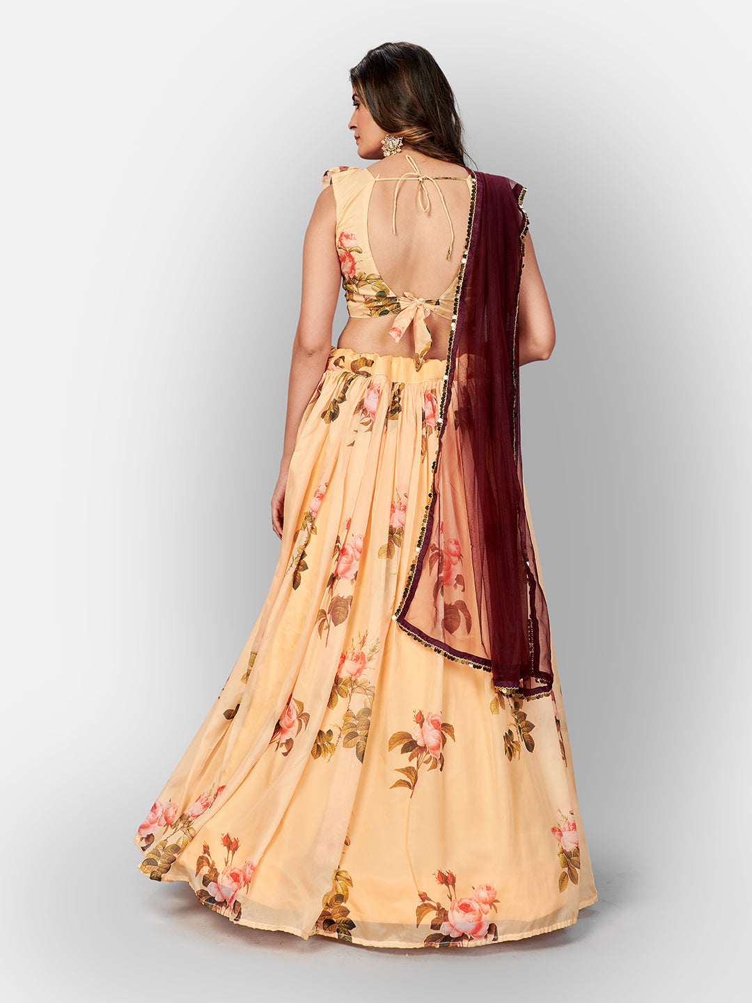 Yellow Digital Printed Semi-Stitched Lehenga Choli