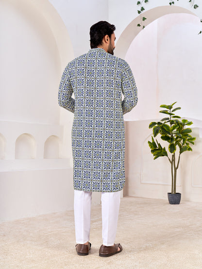 Shopgarb Men's Stylish Cotton Printed Kurta for Festive & Casual Wear