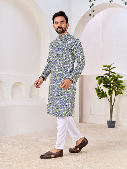 Shopgarb Men's Stylish Cotton Printed Kurta for Festive & Casual Wear