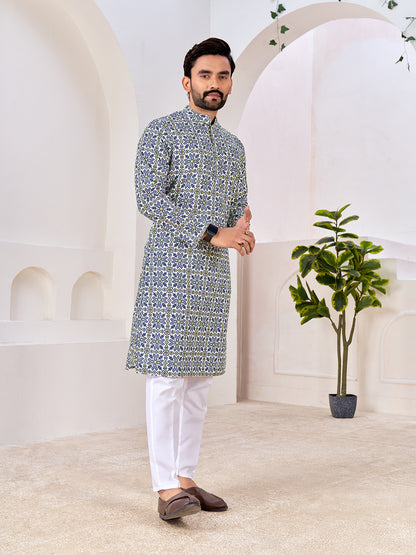 Shopgarb Men's Stylish Cotton Printed Kurta for Festive & Casual Wear