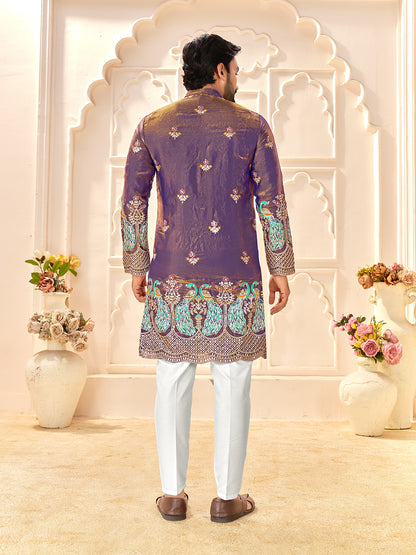 Shopgarb Designer Lavender Fendi Silk Kurta for Wedding & Festive Wear