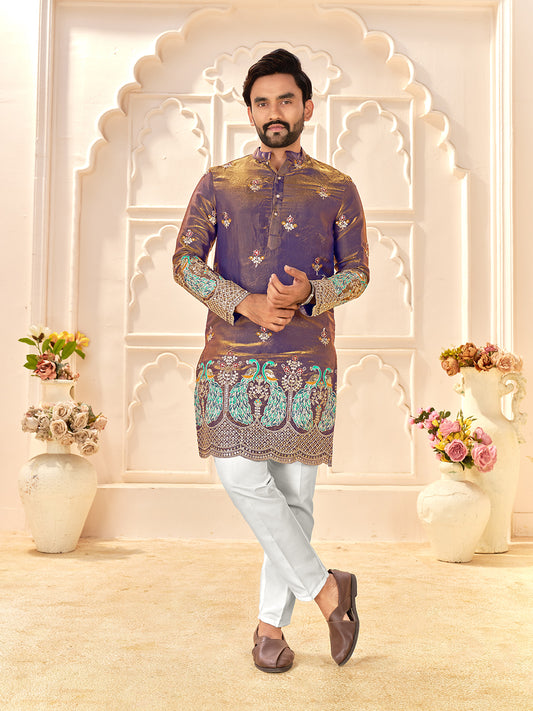 Shopgarb Designer Lavender Fendi Silk Kurta for Wedding & Festive Wear