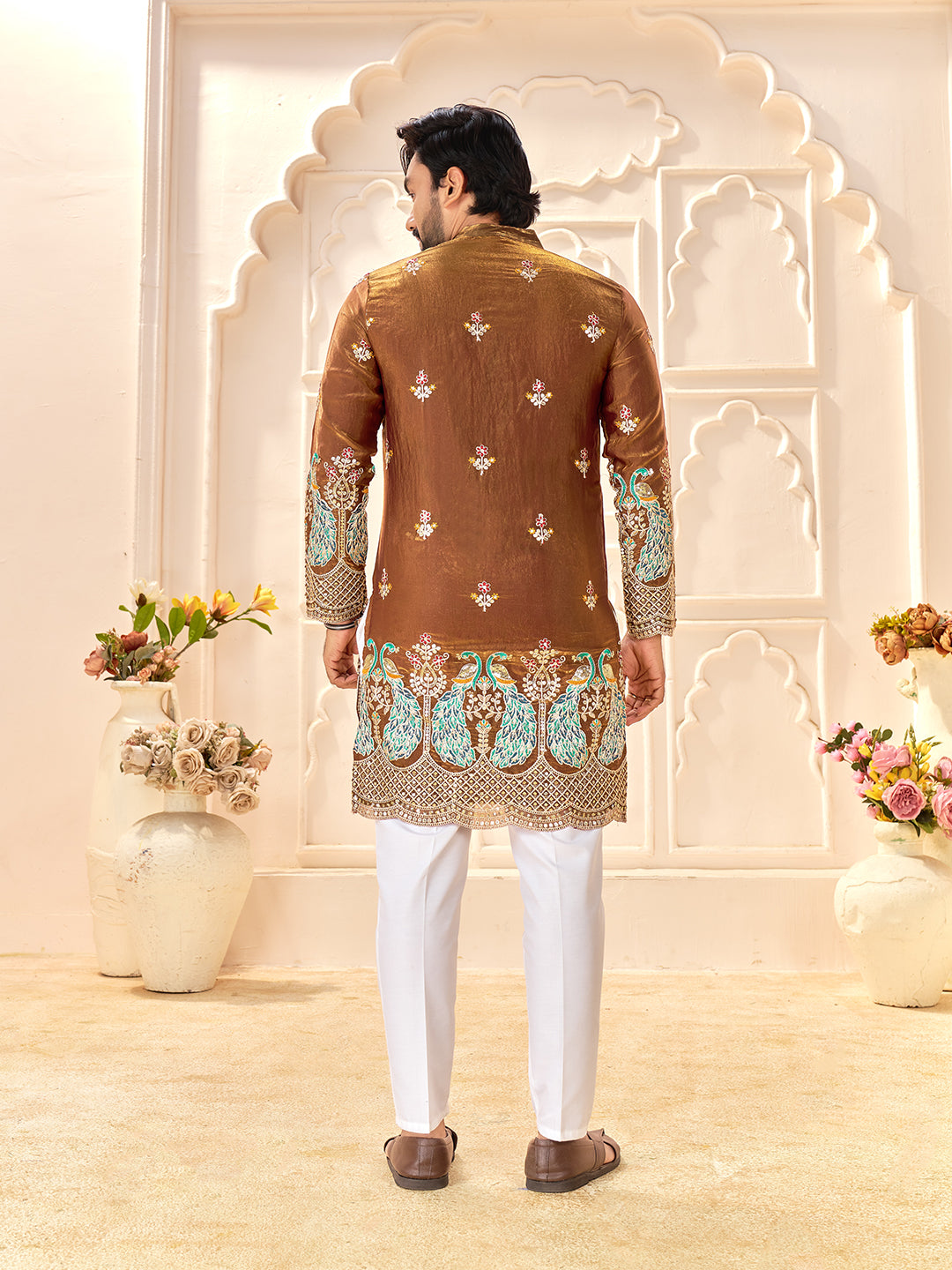 Shopgarb Designer Brown Fendi Silk Kurta for Wedding & Festive Wear