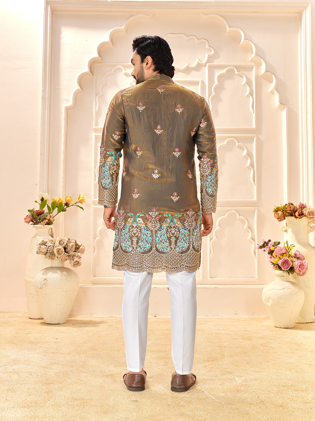 Shopgarb Designer Grey Fendi Silk Kurta for Wedding & Festive Wear