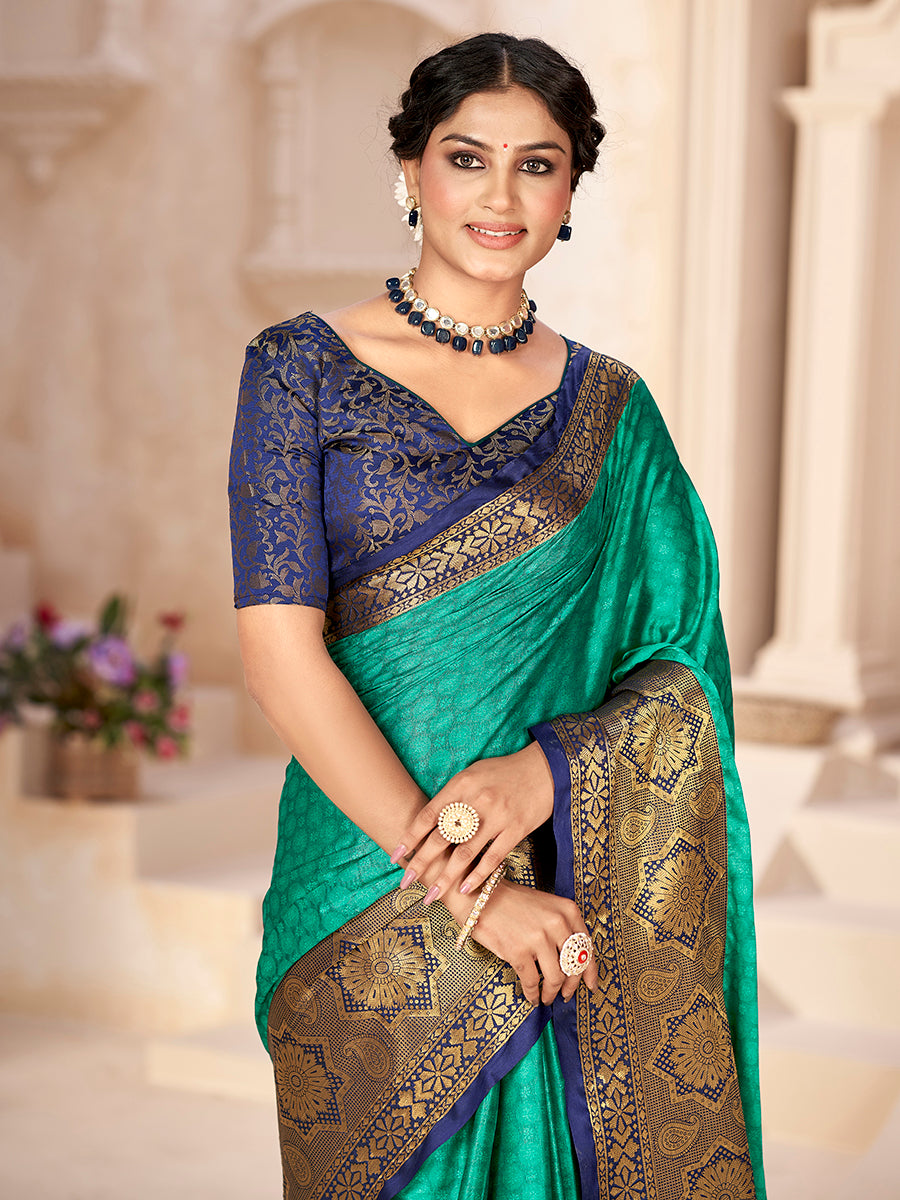 Rama Green Banarasi Silk Zari Woven Designer Saree