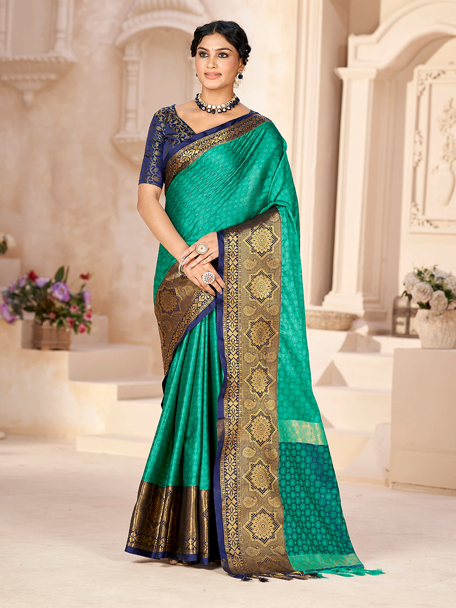 Rama Green Banarasi Silk Zari Woven Designer Saree