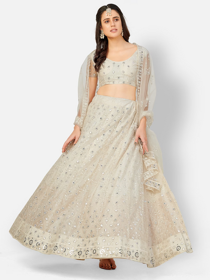 Silver Sequins Sangeet Special Lehenga and Blouse With Dupatta