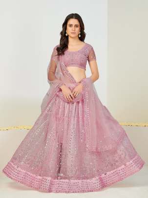 Pink and Silver Sequins Sangeet Special Lehenga and Blouse With Dupatta